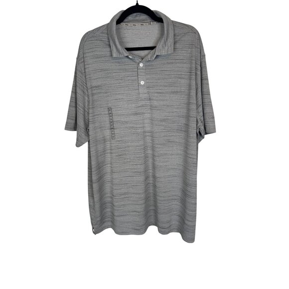 NWT Walter Hagen XXL Mens Grey Striped Polo Shirt Lightweight Breathable - Picture 1 of 15